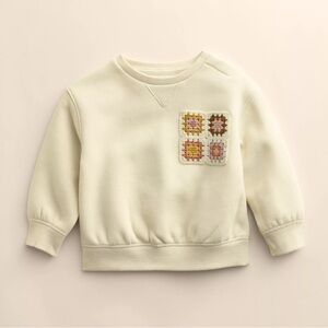 NWT little co. crochet pocket crew pullover